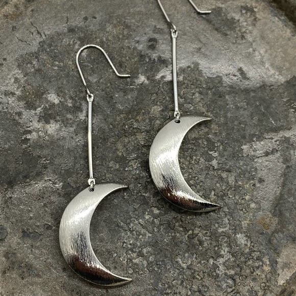 Anthropologie Jewelry - NEW Simple Nights Crescent Moon Dangle Earrings